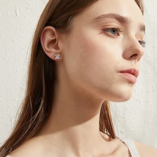 Boucle d'oreille homme carre Boucle d'oreille homme diamant carre Boucle oreille homme brillante en or blanc a vis Clous d'oreilles homme en zircone Boucles d'oreilles a vis 4mm