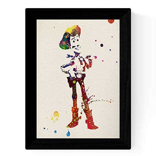 Nacnic Ensemble de Quatre Affiches de Style Aquarelle, éclatde Couleur. Poster de Film Toy Story; Buzz, Woody et Jessie et Le Cheval. Couleur de Fond aquarel. sans Cadre.