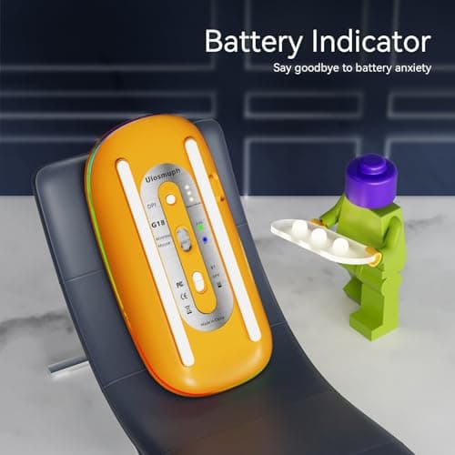 Uiosmuph G18 Souris sans Fil Rechargeable, Souris Bluetooth (BT 5.1+2.4G sans Fil), Silencieuse Gaming Souris et Ergonomique (1200-1600-2400-4800) pour Portable, PC, Ordinateur, Mac (Orange)