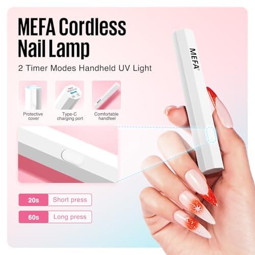 MEFA Lampe Uv Ongles Gel, 3W Lampe Uv Ongles Gel Pose Americaine avec 2 Minuteries, USB Rechargeable, Lampe Uv Sèche Ongles pour Vernis Semi Permanent, Polygel Durcissement Rapide pour Femme Nail Art