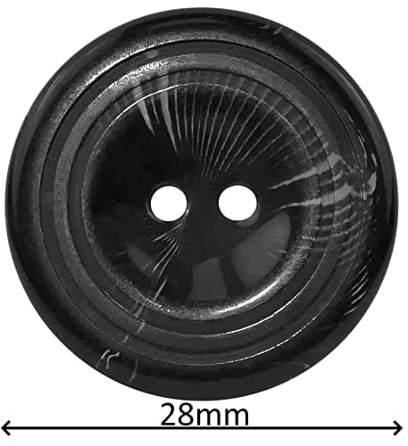 AERZETIX - C57141 - Lot de 10 Boutons à coudre ronds à lamelles intégrées 44L L44 Ø28x4 mm à 2 trous - couleur noir - en plastique - ouverture 2.5 mm - pour mercerie couture vêtement tricot décoration
