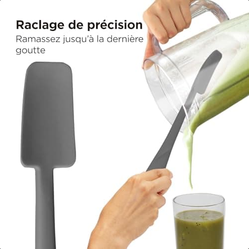 Kitchen Mama Silicone Jar & Can Spatula Set: Heat-Resistant, Dishwasher Safe, Ergonomic Grip, Perfect for Mixing, Scraping, Scooping, and Spreading, Nonstick Cookware, Platinum WaltzGrip (Metal Grey)