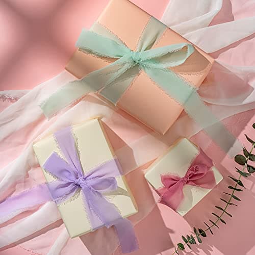 AOKSUNOVA Ruban Cadeau Large pour Mariage en Mousseline de Soie pour bricoler Champagne