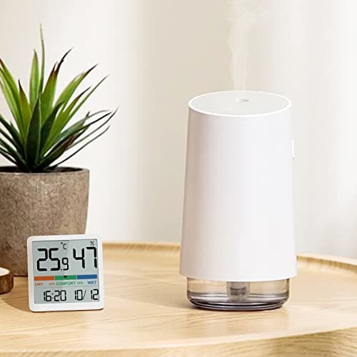NOKLEAD Hygromètre Thermomètre d'intérieur, thermomètre numérique de bureau avec moniteur de température et d'humidité, thermomètre d'ambiance à jauge d'humidité précise (1, Blanc, 7cm)
