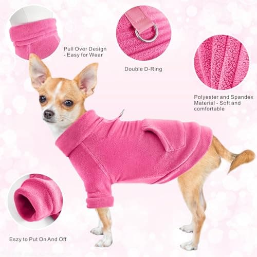 Mosucoirl Pull Chien Hoodie Animaux de Compagnie Manteau Chaud Coton Sweat Shirt Vêtements pour Chiens avec Poches Chien Pull pour Chiens Body (Les Roses, XXL)