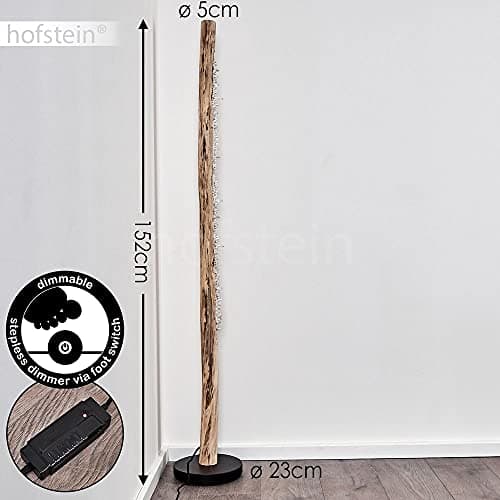 Lampadaire LED Bansberia en bois, métal et cristaux plastiques créant un effet scintillant, élégant luminaire à intensité variable idéal dans un salon moderne, 15 Watt, max. 980 Lumen, 3000 Kelvin