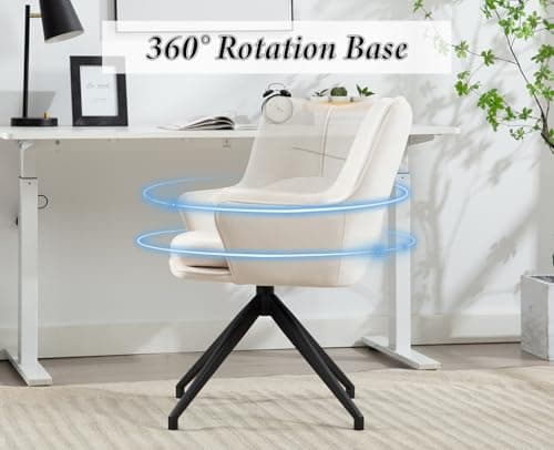 Wahson Chaise de Bureau Moderne Fauteuil de Bureau en Lin Chaise Bureau Erconomique Pivotante Rotation de 360 Degrés, Chaise Bureau pour Salon et Chambre, Beige