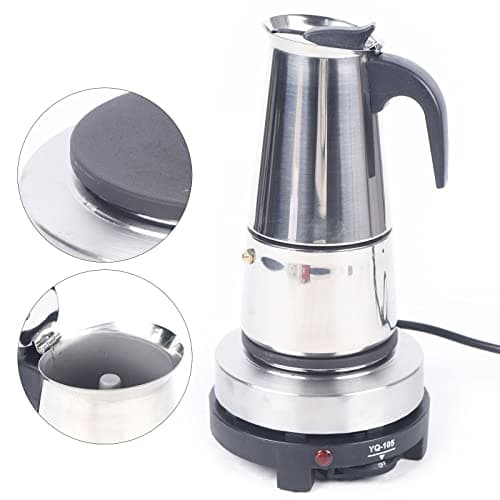 Fichiouy 300 ml Portable Espresso Cafetière Moka Pot En Acier Inoxydable avec Cuisinière Électrique Filtre Percolateur Café Brasseur Bouilloire Pot