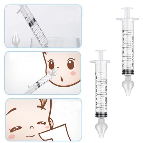 2 Pcs Nasale Bebe, Mouche-bébé, Portable Irrigateur Nasal 10ml, Irrigation Nasale, avec Embout d'Aspiration Nasale en Silicone Nettoyable Réutilisable, Sûr et Confortable