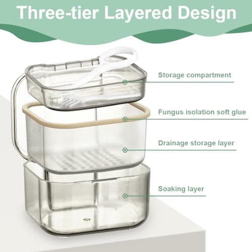 ACWOO Boîtes pour Prothèses Dentaires, Boîte de Dentier, Boîte de Rangement pour Fausses Dents, Boîte à Dentier avec Passoire, Boite Appareil Dentaire, pour Stockage et Trempage des Protège-dents