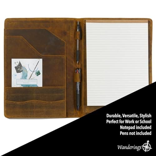 Padfolio En Cuir Vintage - Organisateur Professionnel Et Dossier De Cv, Folio De Documents En Cuir Antique Avec Bloc-Notes. Cadeau Idéal Pour Hommes Et Femmes