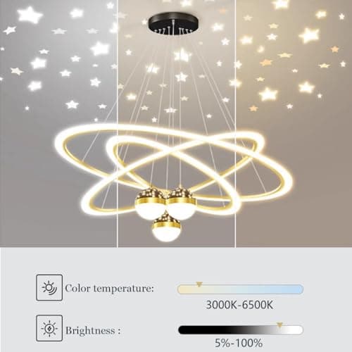 Aleaty LED table à manger suspension dimmable table à manger moderne suspension Restaurant suspension télécommande Design Bureau suspension cuisine LED salon plafonnier (noir, 3 anneaux)