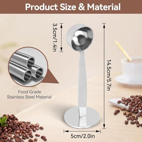 ZPSHYD Doseur à Expresso Polyvalent 2 en 1 en Acier Inoxydable et cuillère à mesurer Le café-Outil Compagnon de broyage et de bourrage du café