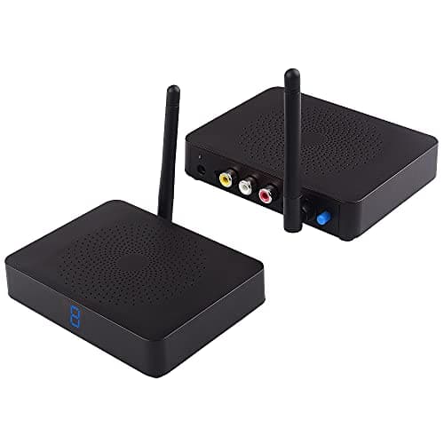 moretop Émetteur et récepteur vidéo et Audio sans Fil 2,4 GHz 8 canaux RCA 480P émetteur avec rallonge à Distance IR pour câble de Streaming, Satellite, DVD vers TV sans Fil pour câble RCA (MT-RCA20)