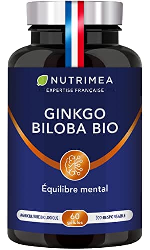 Ginkgo Biloba BIO - Complexe Mémoire & Concentration - Booste les Performances Cérébrales - Sauge BIO - 60 Gélules Vegan - Nutrimea - Fabrication Française