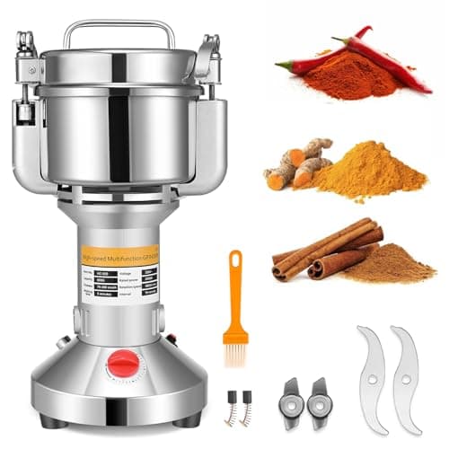Moulin à Céréales Électrique, Couleeur 500g Haute Vitesse Broyage Moulin à Épices Moulin Epices Grinder Électrique avec 3 Lames en Acier Inoxydable Machine à Poudre pour Céréales Herbes Épices Noix