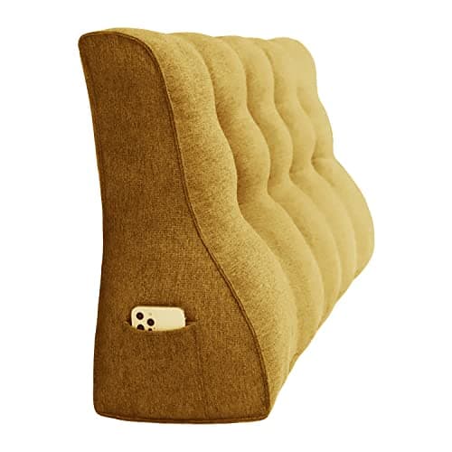 Rucener Coussins Triangulaires Gros Coussin Dossier Canapé Oreiller de Lecture Les Gros Coussin de Canapé Coussin Tete de Lit A Une Variété D'utilisations Jaune 120 CM