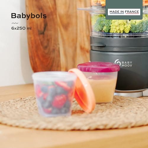 Babymoov Babybols Lot de 6 Pots de Conservation pour Bébé 250ml, Gradués, Garantis sans BPA, Hermétiques, avec Surface réinscriptible