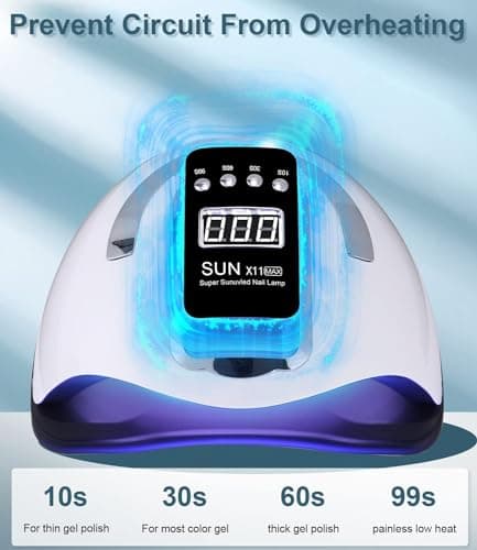 UIHOL Lampe UV LED Ongles Gel, 280W Professionnel Sèche Automatique, 66 Lumières Séchage Rapide, Grand LCD Ecran, 4 Minuteries 10s/30s/60s/99s pour Vernis Semi Permanent
