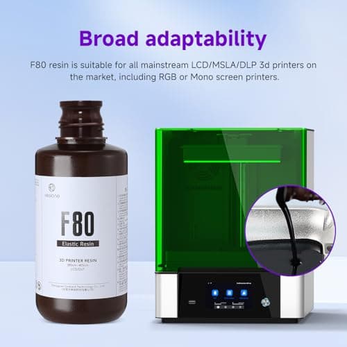 RESIONE Résine d'imprimante 3D, résine élastique F80 avec allongement élevé à la rupture haute résilience, résine photopolymère pour impression 3D LCD DLP MSLA(Noir 1000g)