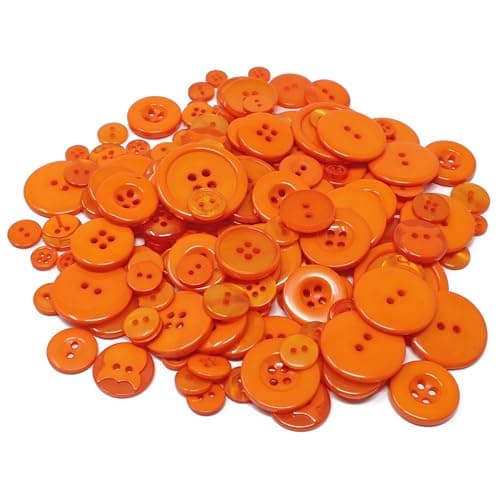 Special Touches Sachet de 100 g de boutons en acrylique et résine pour loisirs créatifs, Plastique, Orange, 7-20mm