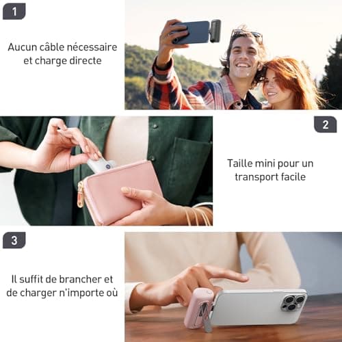 iWALK Mini Batterie Externe avec Support, USB-C Power Bank, Charge Rapide 20W, 5000mAh, Affichage LED, Compatible avec iPhone 16/16 Plus/16 Pro/16 Pro Max/15 et Samsung S24/S23