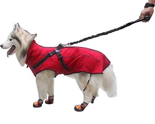 Morezi Veste imperméable pour Chien,col Montant,bandoulière et Ceinture réfléchissante,adaptée aux Chiens de Taille Moyenne et Grande-Rouge-XS