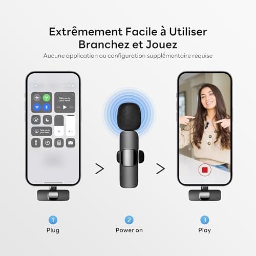 Qhot Micro Cravate sans Fil pour iPhone, Microphone Bluetooth Clip-on Lavalier sans Fil pour Enregistrement vidéo, Diffusion en Direct, Podcast, vlog, Youtube/TikTok (USB-C/ 2MIC)