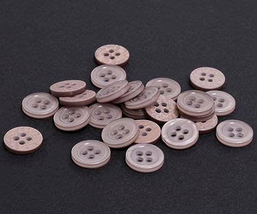 AERZETIX - C67938 - Lot de 25 Boutons à coudre ronds Ø11.5x2 mm à 4 trous 18L L18 avec bord - couleur cappuccino - en plastique - ouverture 1.8 mm - fashion mercerie couture vêtements décoration