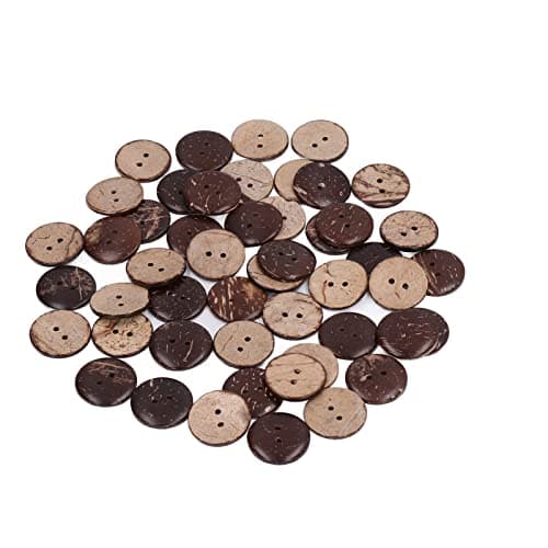 Boutons en Bois de Noix de Coco, 50 pcs boutons en coquille de noix de coco naturelle, boutons en bois, boutons de couture ronds à 2 trous, boutons d'ornement faits à la main bricolage de 25 mm