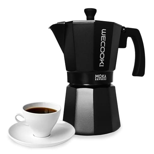 WECOOK! Bella Cafetière Italienne en Aluminium, Express, 6 Tasses de Café, Joint en Silicone, Soupape de Sécurité, Convient pour Vitrocéramique, Gaz, Électrique