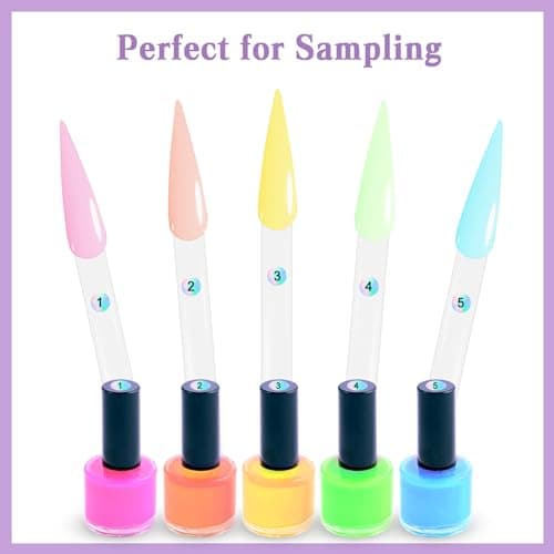 Laza 100 bâtonnets d'échantillons d'ongles transparents avec anneau et autocollants numérotés Nail Art Polish Color Display Practice Tips Transparent Sample Sticks Tester Nail Supplies - Stiletto