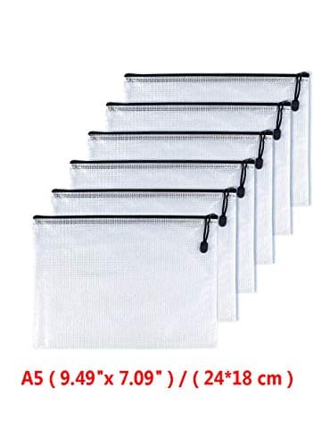 Oaimyy 12PCS Chemises Pochettes Document A5 Zip Paquet Portefeuille Dossier Sac Pour Stockage Recettes L'entreprise Organisation Voyage Bureaux Noir