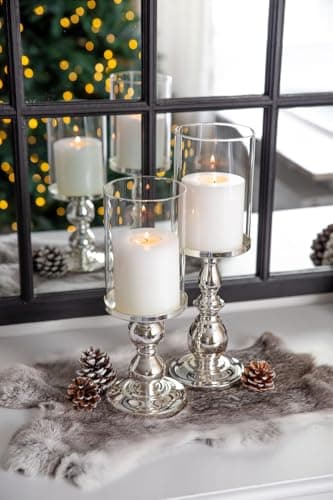EDZARD Porte-Bougie/Lanterne Mascha, Hauteur 28 cm, Argent plaqué Noble, résistant au ternissement, pour Bougies jusqu'à ø 10 cm