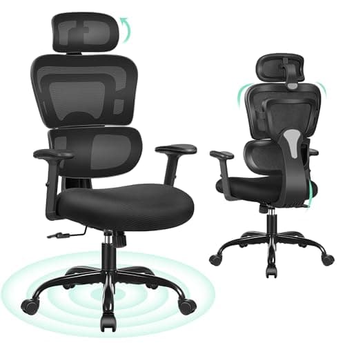 DoChair Chaise de bureau ergonomique multifonction en maille - 3D - Appuie-tête - Accoudoirs réglables en hauteur - Soutien dorsal dynamique - 150 kg - Noir