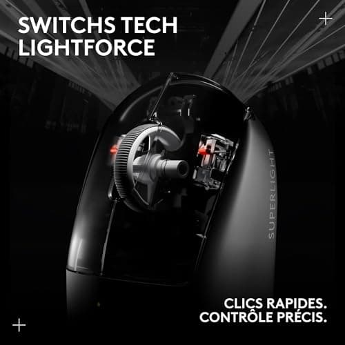 Logitech G PRO X SUPERLIGHT 2, souris gaming sans fil, souris Pro-Grade 60 g avec 5 boutons programmables, capteur 44 000 DPI, taux de rapport 8 kHz, recharge USB-C pour PC/Mac- Noir