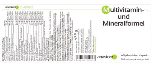 FORMULE MULTIVITAMINES * 750 mg / 60 capsules * Fer, magnésium, zinc, cuivre, chrome, manganèse, molybdène, sélénium, iode, calcium, phosphore et vitamines