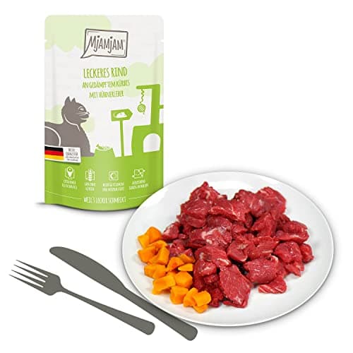MjAMjAM - nourriture humide premium pour chats - pack d'essai, pack de 12 (12 x 125 g), sans céréales avec supplément de viande
