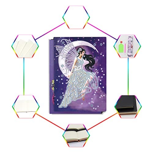 DCIDBEI 2 Pack A5 Carnet Broderie Diamant Carnet de Voyage A5 Diamond Painting Carnet de Notes Diamant Painting Carnet de Note Fleurs Fée Cahier Diamond Painting Journal de Suivi Journal Intime Adulte