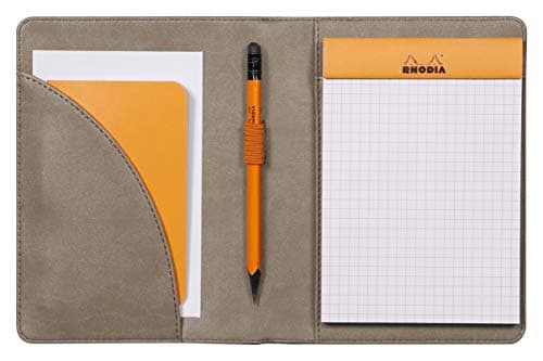 RHODIA 213002C - Livret Porte-Bloc et Porte-Documents N°13 Taupe - pour Bloc-Notes ou Carnets de Format A6 (10,5x14,8 cm) - Simili Cuir Italien Premium - Collection