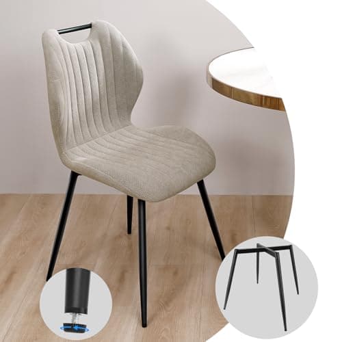 LEWE Chaises de Salle à Manger Lot de 4, Chaises de Cuisine Chaise de Salon Chaise Rembourrée avec Pieds en Métal, Chaise de Maquillage avec Dossier en Tissu, Chaises Pour Salle à Manger Salon Cuisine