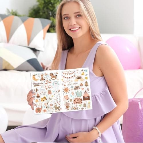 Goiern Lot de 4 212 autocollants pour albums photo pour enfants et bébés - 8 feuilles DIN A4 - Autocollants de scrapbooking à personnaliser, autocollants de scrapbooking pour bébé (marron)