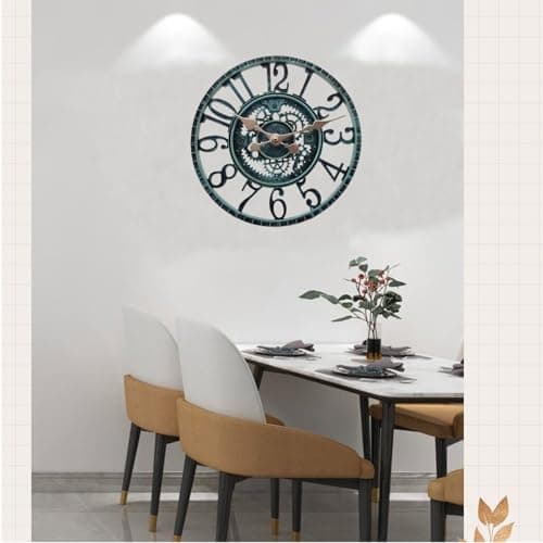 Purzen Horloge Extérieure, Horloge Murale Étanche, Avec De Grands Chiffres Arabes Simples, Horloges Murales Décoratives,Noir
