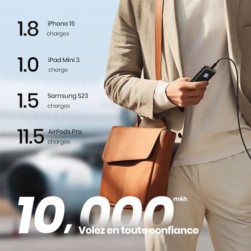 INIU Batterie Externe, 22.5W 10000mAh Power Bank, Batterie Portable USB C Input & Output PD3.0 QC4.0 Charge Rapide Powerbank Compatible avec iPhone 16 15 14 13 12 Pro Max Plus Samsung iPad Pro etc