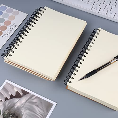 Srvnpioy Lot de 3 Cahiers à esquisse reliés spirale A5 Paysage, 300 pages (150 feuilles), papier épais de 80g/m2, A5 pour école, bureau et maison