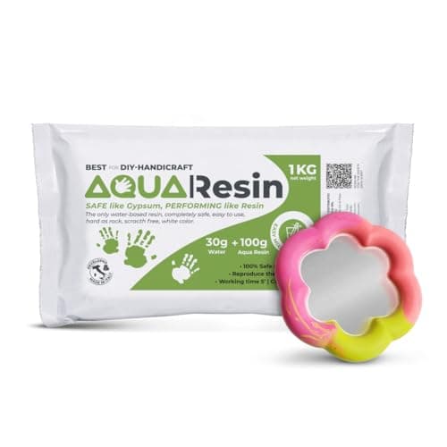 Aqua Resin - Résine minérale en Poudre Blanche 100% Non Toxique et sûre à mélanger avec de l'eau, colorable et idéale à Utiliser dans Les moules (1 kg)