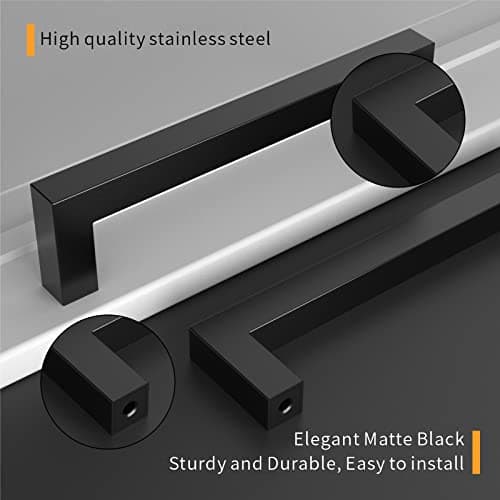 Amerdeco Lot de 20 Poignee de Meuble Noir Cuisine Entraxe 128mm Acier Inoxydable Poignée Meuble Cuisine Poignées pour Placards Poignet de Porte Cuisine Poignet Meuble Cuisine