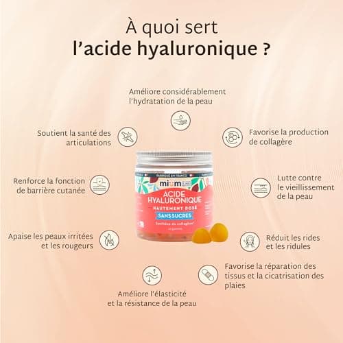 Mium Lab - Acide Hyaluronique Vit C - Anti-Âge Anti-Rides Collagène Hautement Dosé et Absorbé - Peau Articulations Cheveux - Hydratation profonde Élasticité de la Peau - 21 jours - Fabriqué en France