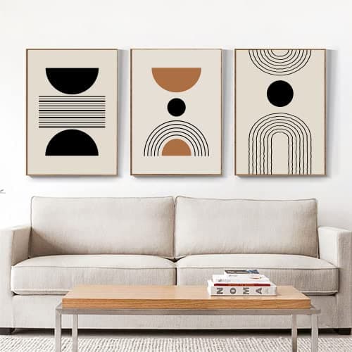 LYBOHO Lot de 3 posters d'art abstrait, modernes, tableaux muraux, style bohème, pour salon, chambre à coucher (géométrie 1, 3 pièces, 40 x 60 cm)