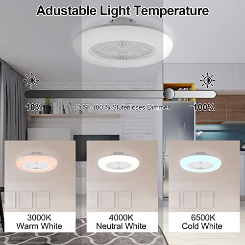 Hebitod 80W Ventilateur de plafond avec éclairage, LED Fan Plafonnier avec Télécommande et APP, Mode été Hiver, 6 Vitesses de Vent, Température de Couleur Réglables, Timing, Pour Salon Salle